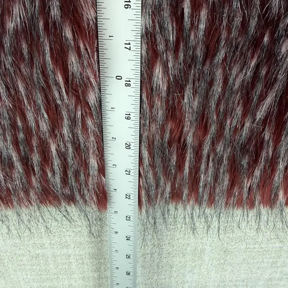 Kikit Vest Womens M Red Faux Fur Lined Full Zip Knit Short Sleeveless Casual